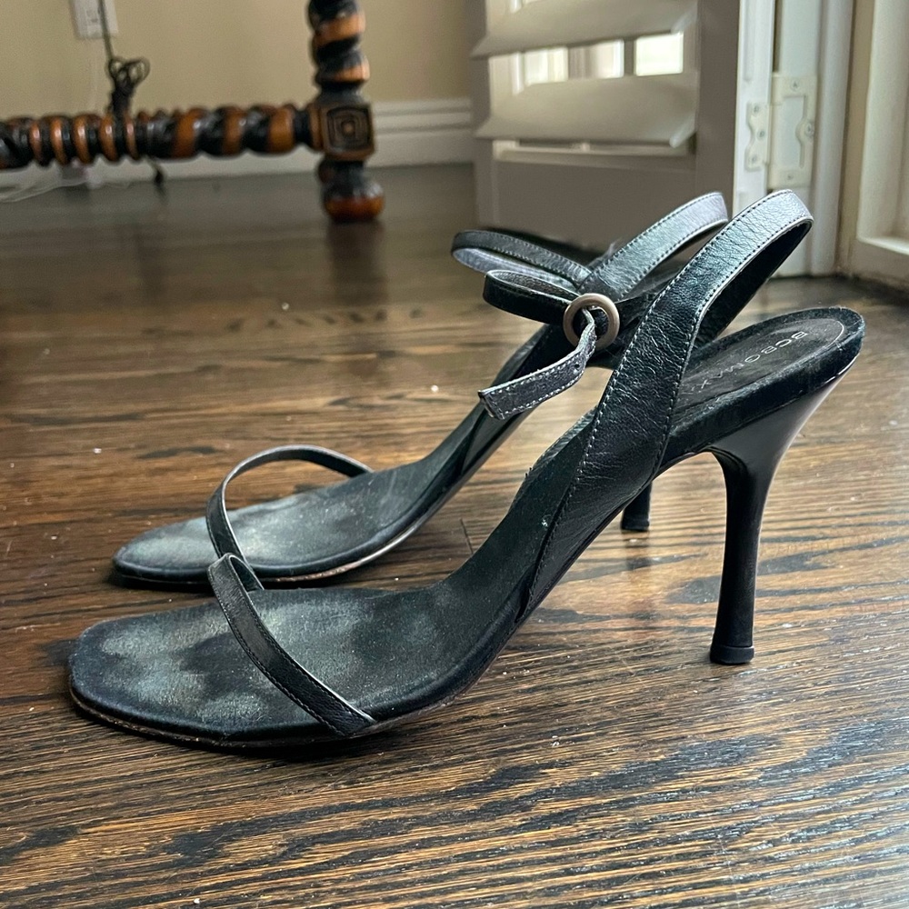BCBG MaxAzria Black Sandals Heels 7.5 38 Pre-loved good condition.